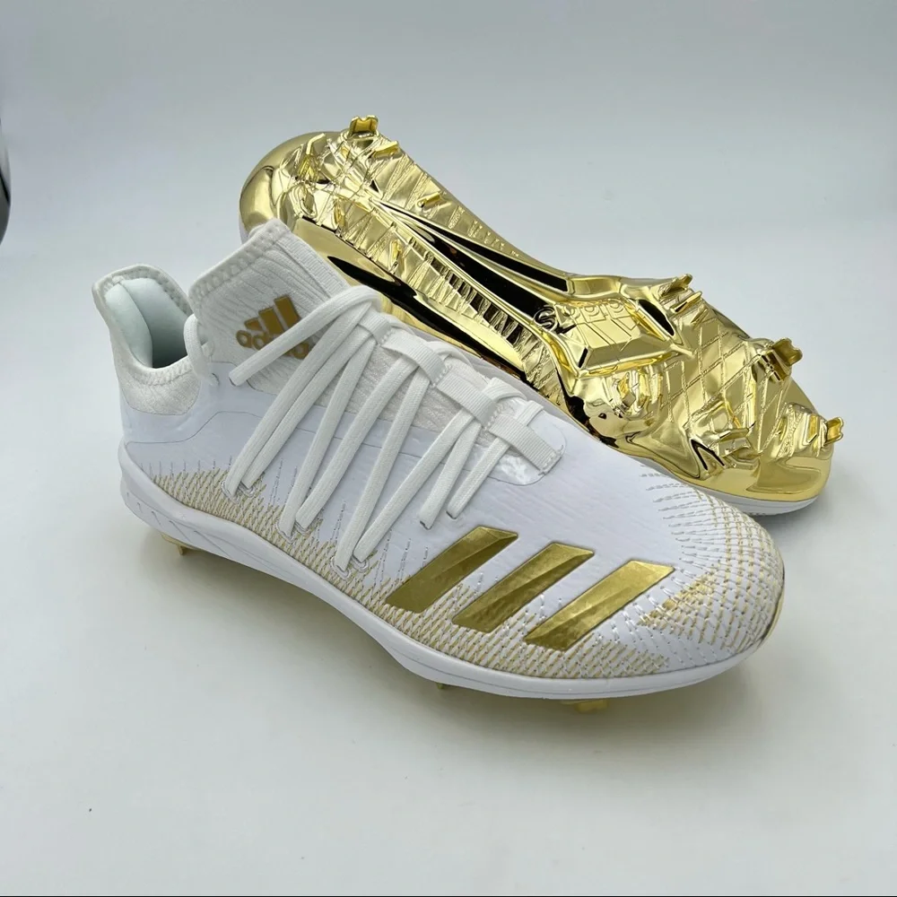 NWOB Adidas Mens 9 Adizero Afterburner 6 Metal Baseball Cleats White Gold DB3434